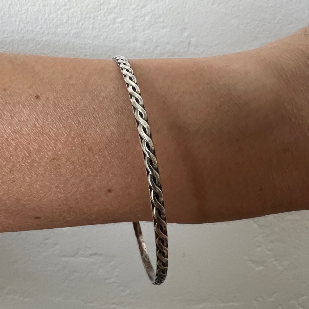 Vintage sterling silver chain twist bangle bracelet Celtic